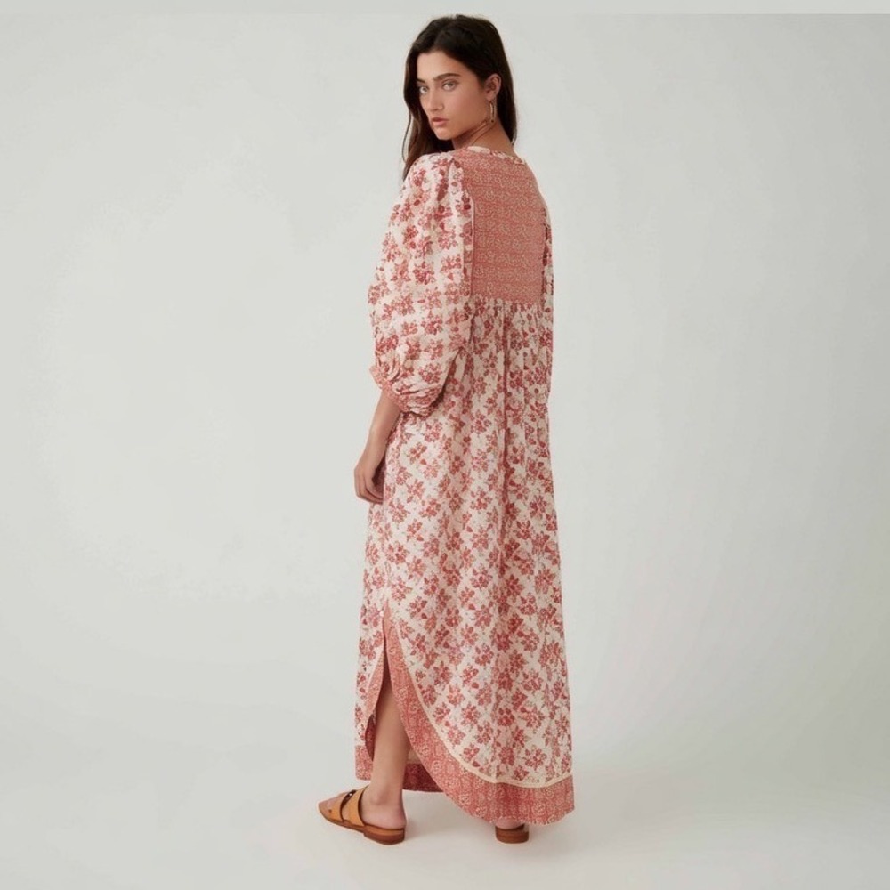 Free People Hazy Maisy Floral Maxi Dress Orange Pink Small Boho Cottaecore - Picture 2 of 9